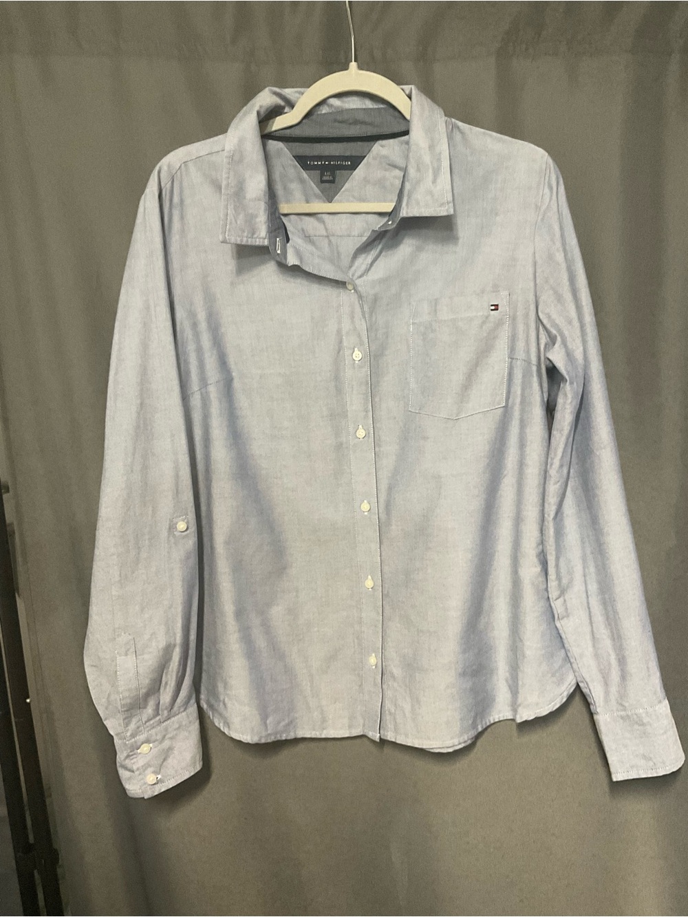 Tommy Hilfiger Pale Blue Long-Sleeve Button-Down Shirt